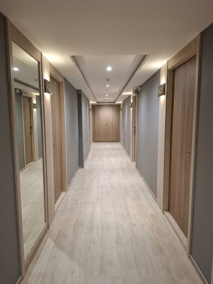 XAYA Urban Ladprao Hotel — guestroom corridor, under construction