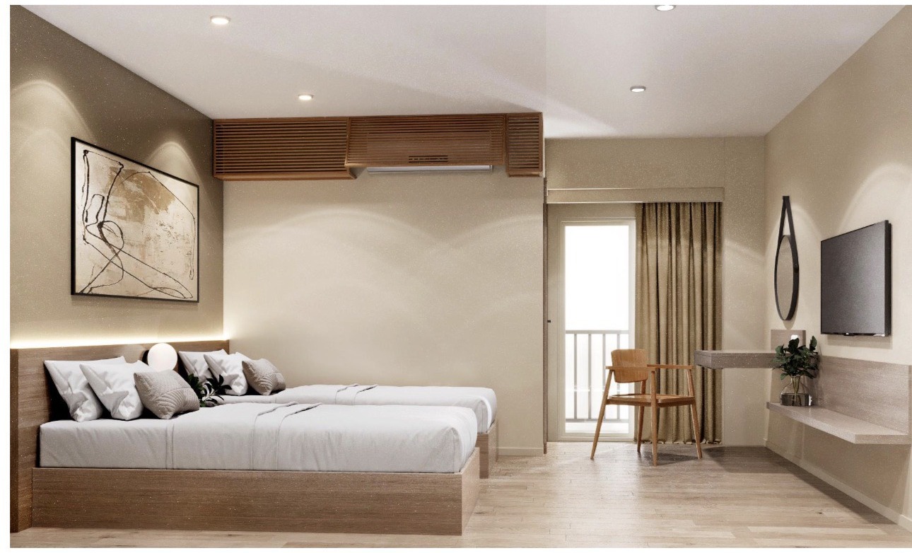 XAYA Urban Ladprao Hotel — Superior room, alternate angle, 3D rendering